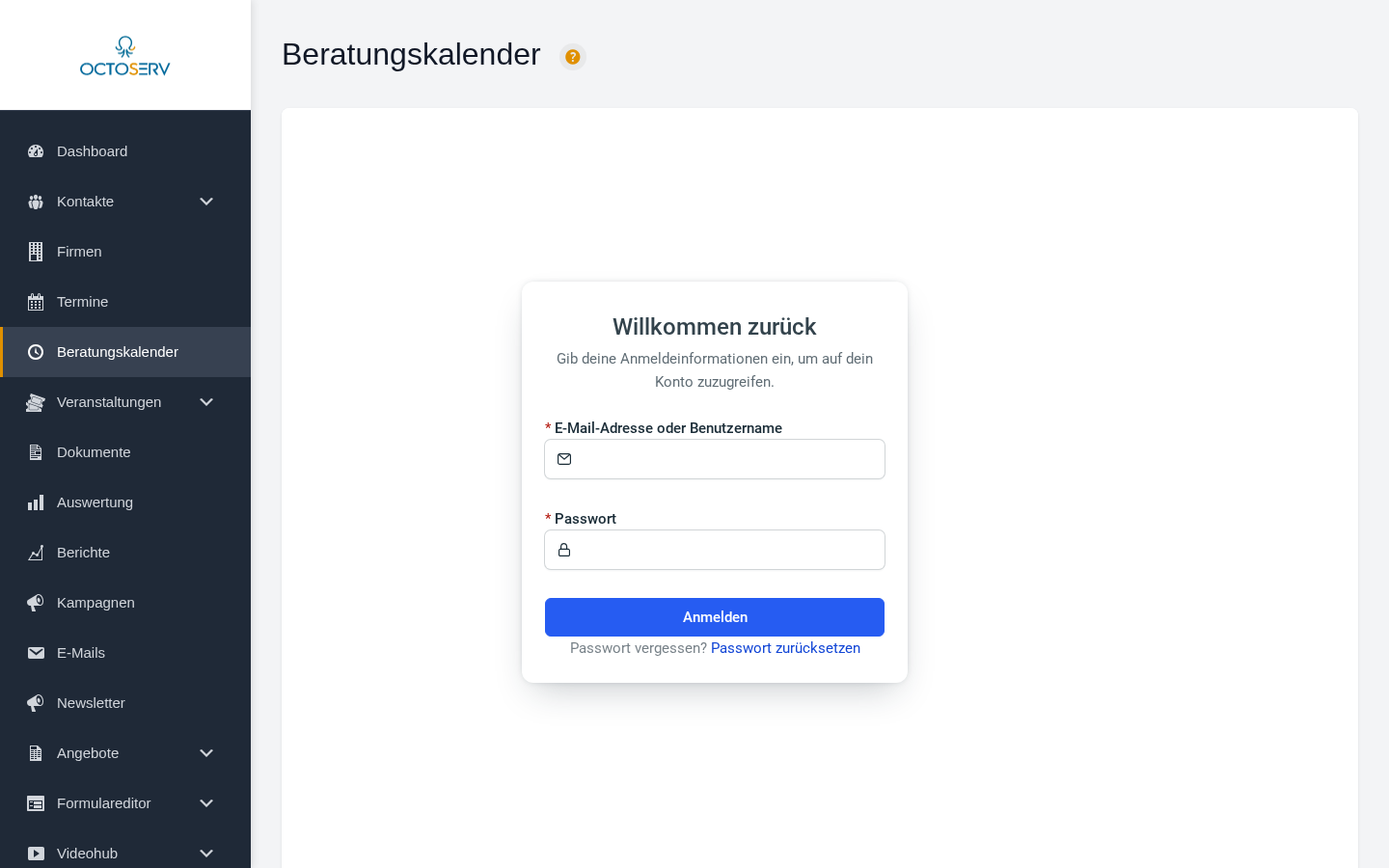 Beratungskalender – Eingebettete Buchungsansicht