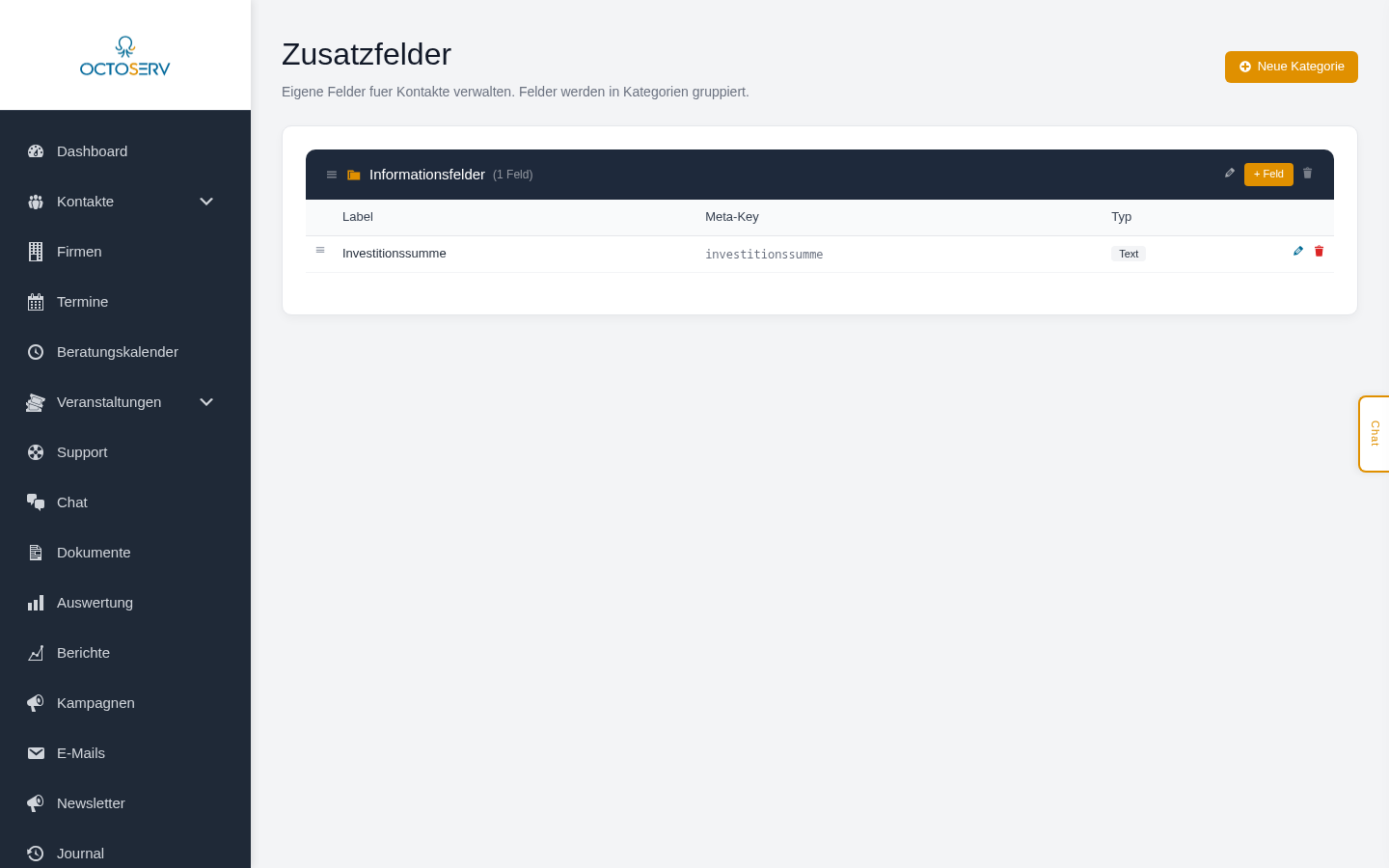 Zusatzfelder Verwaltung
