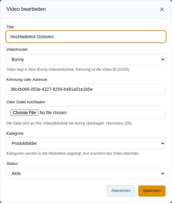 Der Dialog zum Anlegen und Bearbeiten mit dem Feld &bdquo;Kategorie&ldquo;.