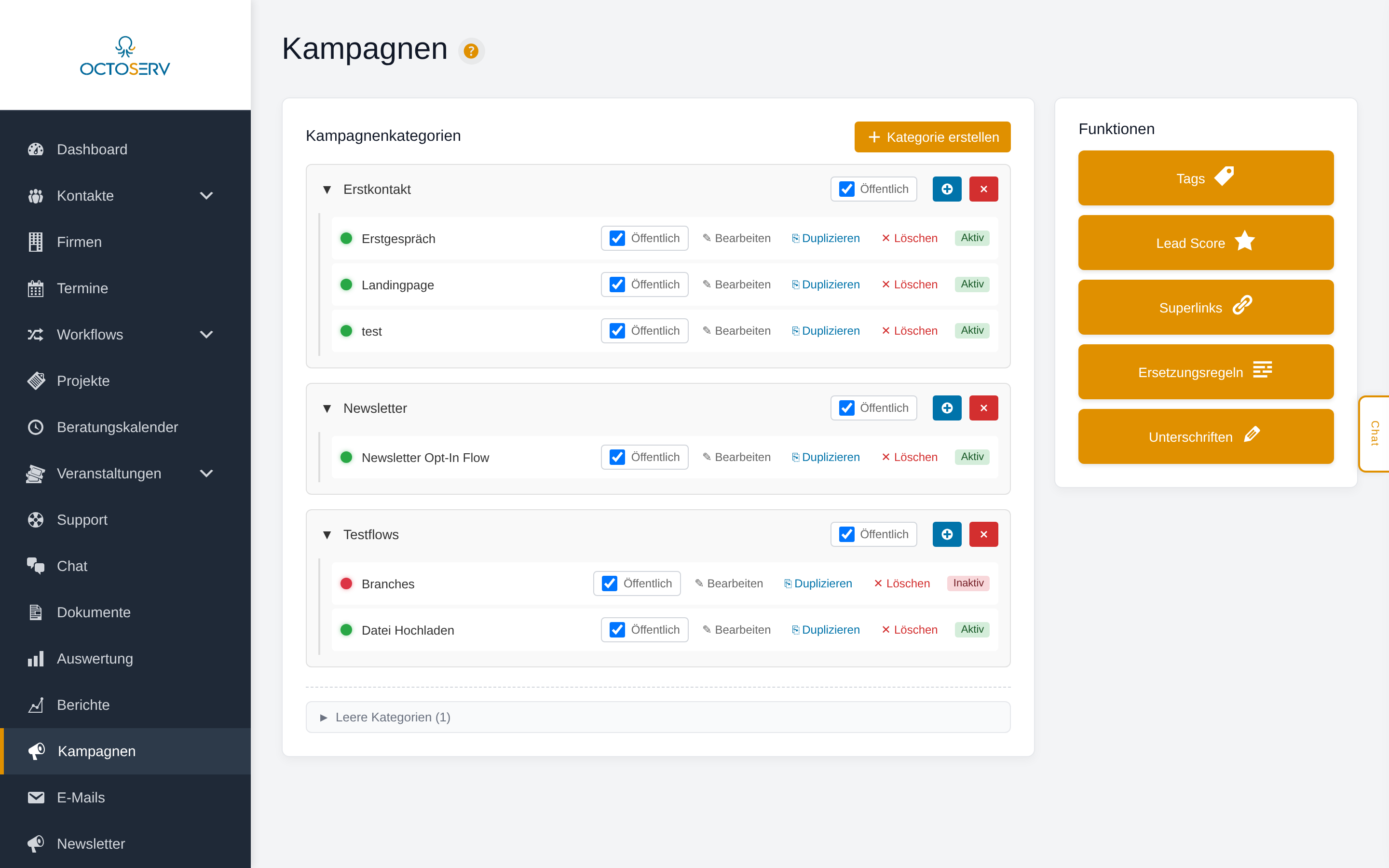 Kampagnen-&Uuml;bersicht
